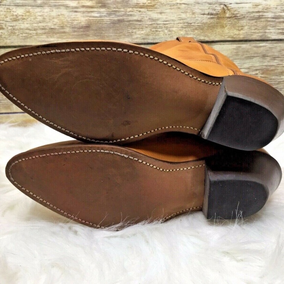 Vintage Tan Brown Leather Mid Calf Cowboy Boots - Picture 8 of 8